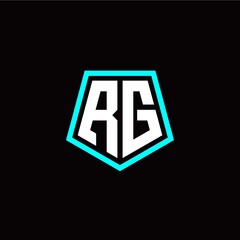 Initial R G letter with polygon modern style logo template vector