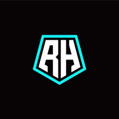 Obraz premium Initial R H letter with polygon modern style logo template vector