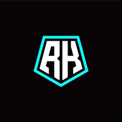 Initial R K letter with polygon modern style logo template vector
