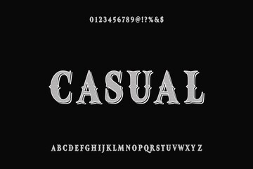 alphabet vintage font,  blue and white style background vector, typeface design