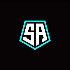 Initial S A letter with polygon modern style logo template vector