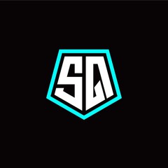 Initial S Q letter with polygon modern style logo template vector