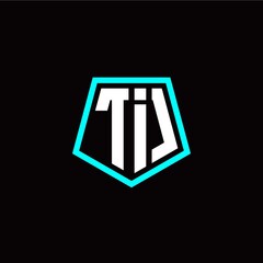 Initial T I letter with polygon modern style logo template vector