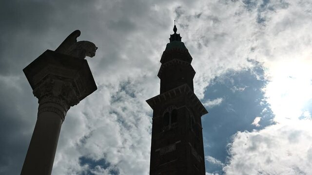 Vicenza, Veneto, Italy - Walking through the historic center of Vicenza, among the palaces and ancient monuments among unknown tourists