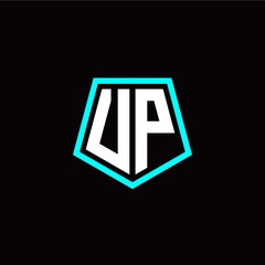 Initial U P letter with polygon modern style logo template vector