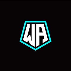Initial W A letter with polygon modern style logo template vector