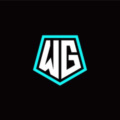 Initial W G letter with polygon modern style logo template vector