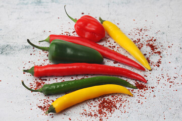 Different types of hot spicy pepper