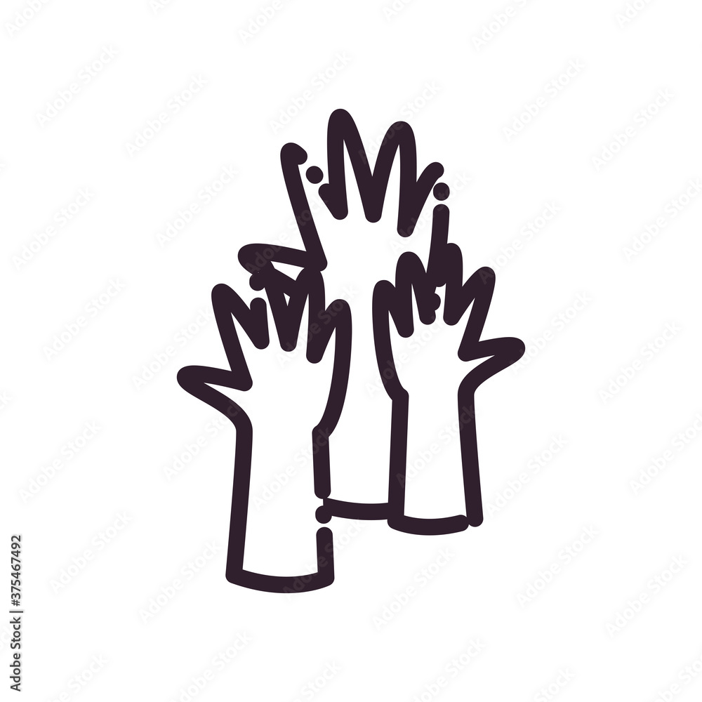 Poster hands line style icon vector design