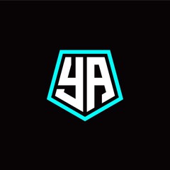 Initial Y A letter with polygon modern style logo template vector