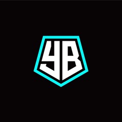 Initial Y B letter with polygon modern style logo template vector
