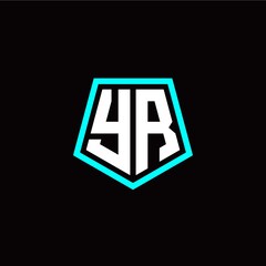 Obraz premium Initial Y R letter with polygon modern style logo template vector