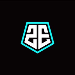 Initial Z E letter with polygon modern style logo template vector