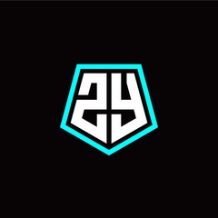 Obraz premium Initial Z Y letter with polygon modern style logo template vector