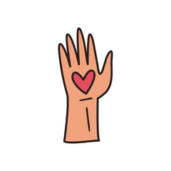 Heart on hand line and fill style icon vector design