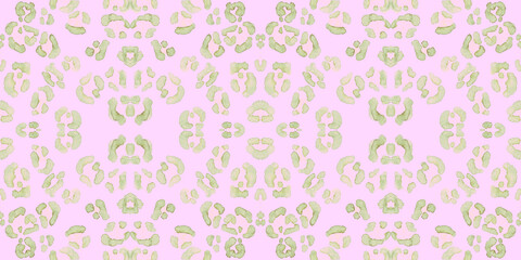 Seamless Cats Border. Watercolour Panther Fur 