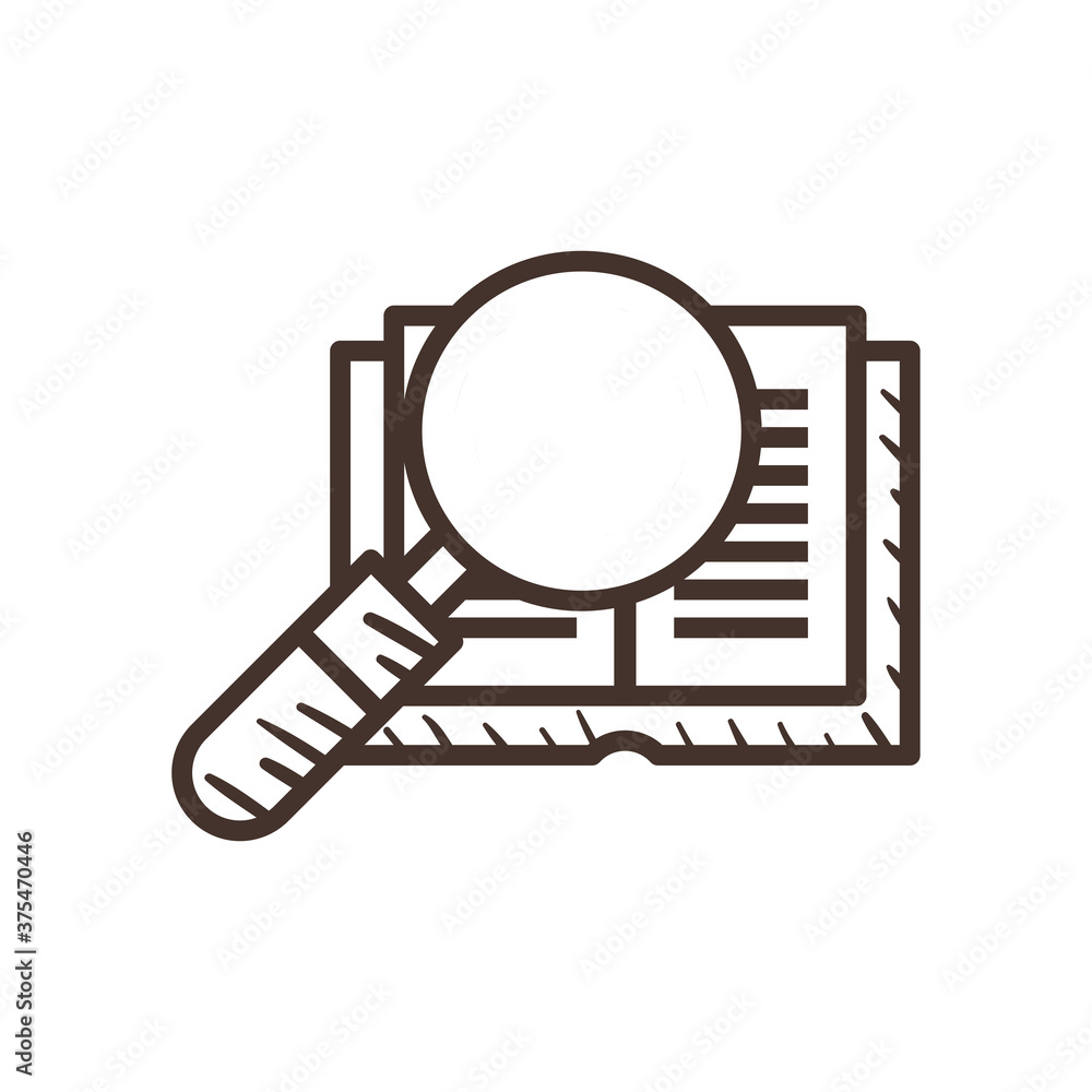 Poster lupe on book line style icon vector design