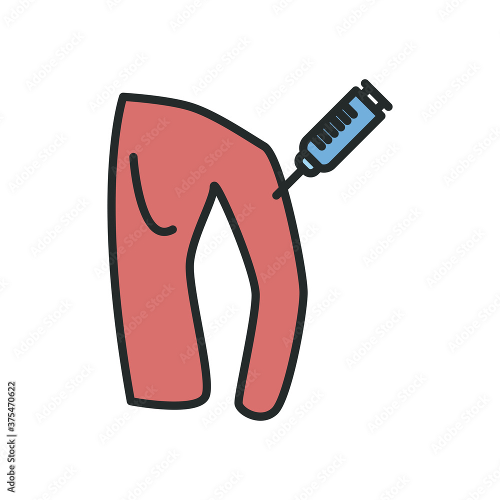 Poster male back with injection line and fill style icon vector design