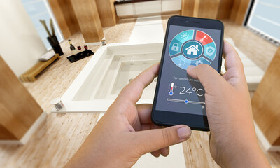Home automation modern interior bathroom