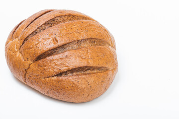 Homemade whole bread isolated on white background
