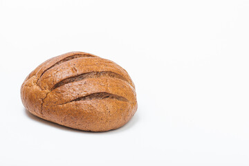 Homemade whole bread isolated on white background