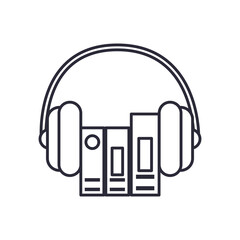 ebooks with headphone line style icon vector design