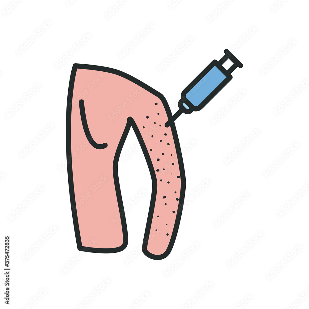 Poster male back with injection line and fill style icon vector design