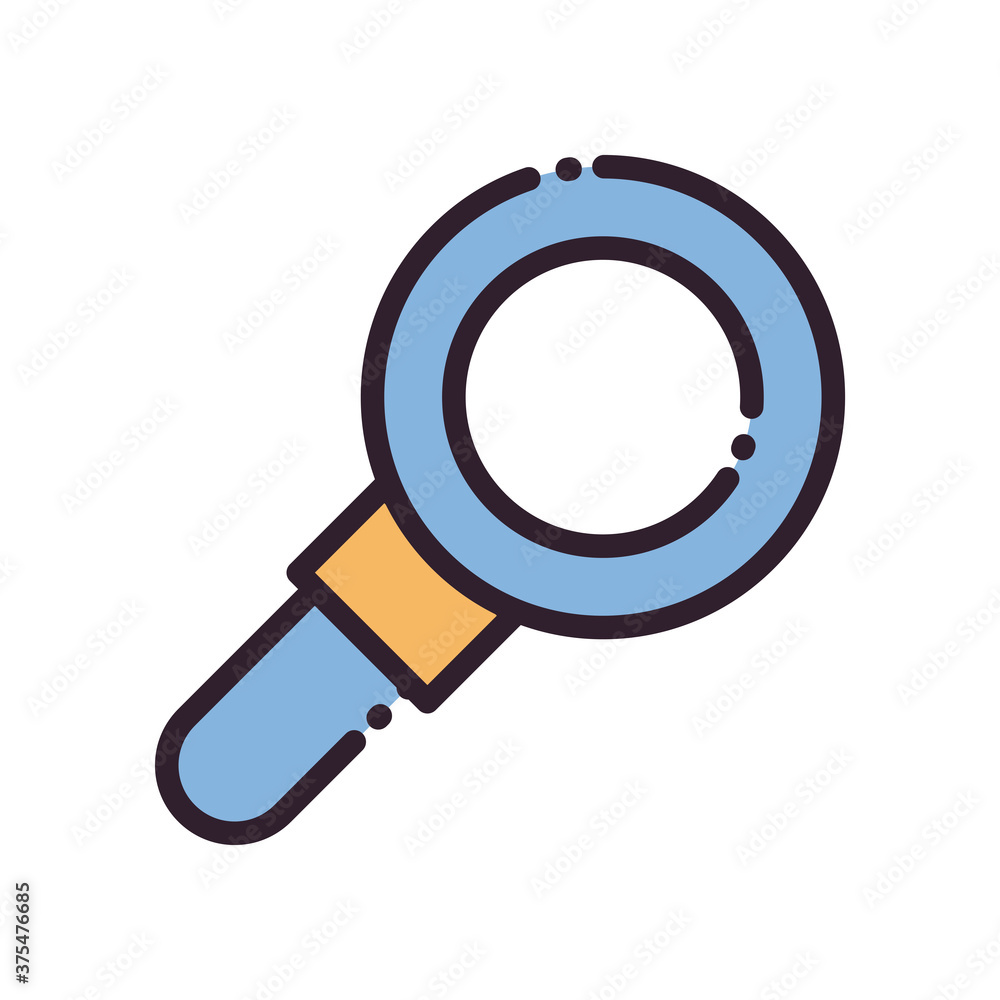 Poster lupe line and fill style icon vector design