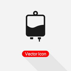 Blood Bag Icon, Medical Drip Filled Icon, Blood Transfusion Bag Sign Vector Illustration Eps10