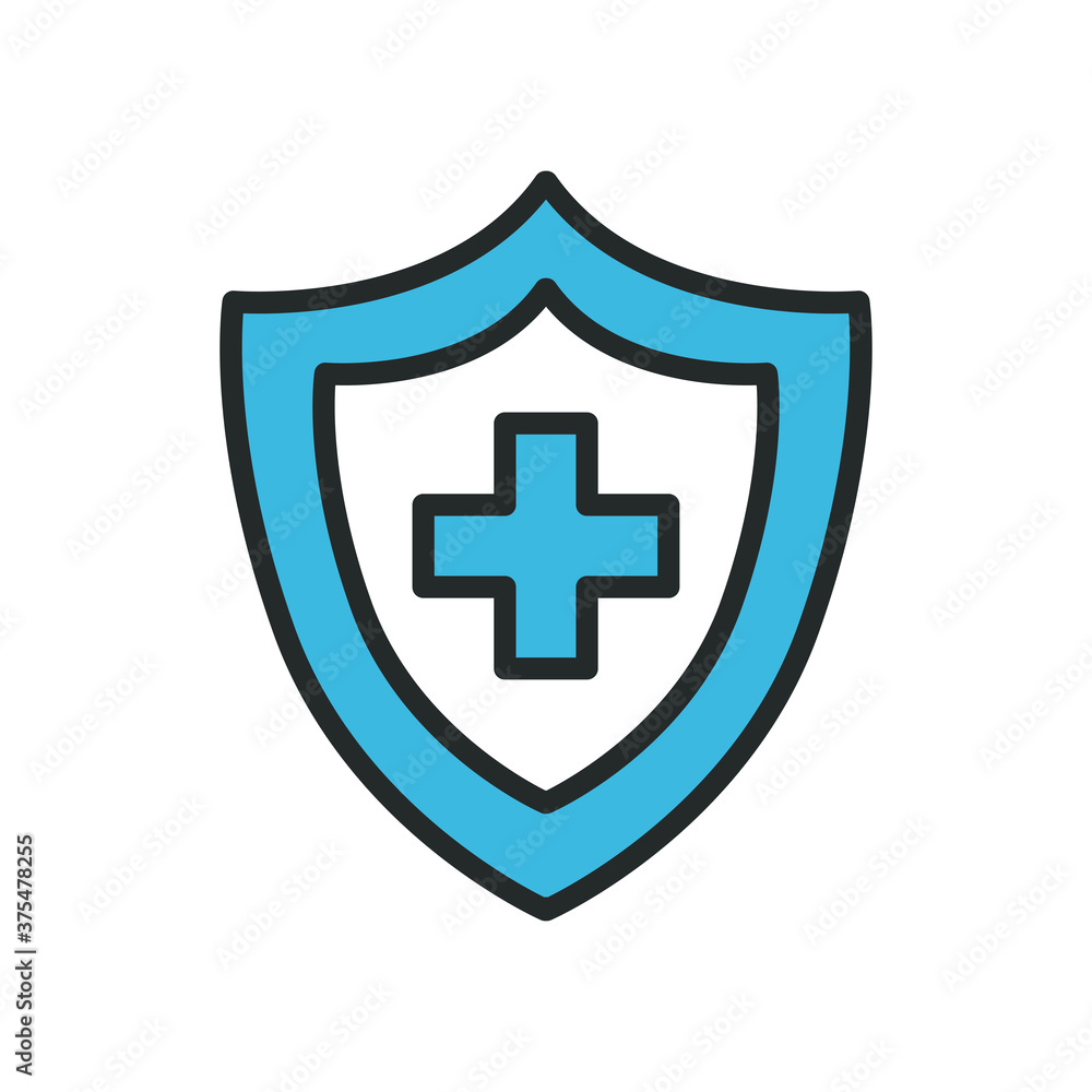 Poster cross inside shield line and fill style icon vector design