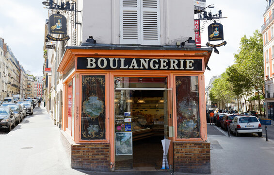 The traditional French bakery shop Farah et Nadine located at Duhesme street in 18 district of Paris, France.