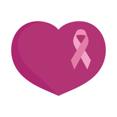 breast cancer awareness month ribbon heart love vector