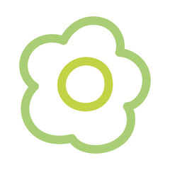 green contour flower petals ornament decoration isolated icon white background
