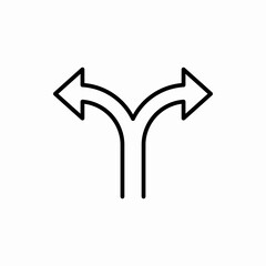 Outline Three way direction arrow icon.Three way direction arrow vector illustration. Symbol for web and mobile