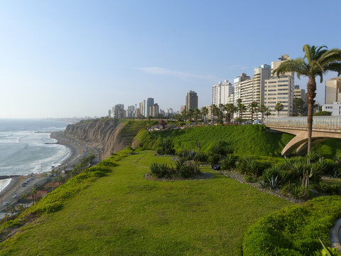 Clear sky in Larcomar, the Mirador of Lima City in the area of Miraflores