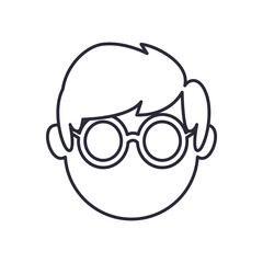 boy head with glasses line style icon vector design