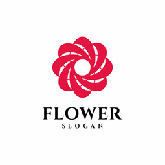 Red Flower Logo abstract Beauty Spa salon Cosmetics
