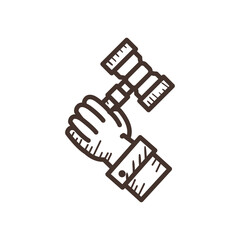 hand holding law hammer line style icon vector design