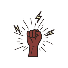 black fist hand line and fill style icon vector design