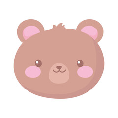baby shower, cute bear toy face, celebration welcome newborn