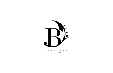 B letter rounded flourishes ornament monogram logo