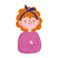 cartoon girl female character isolated icon white background