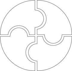 Round circular Puzzle diagram PowerPoint jigsaw complex