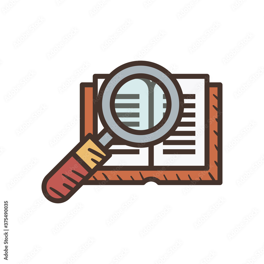 Poster lupe on book line and fill style icon vector design