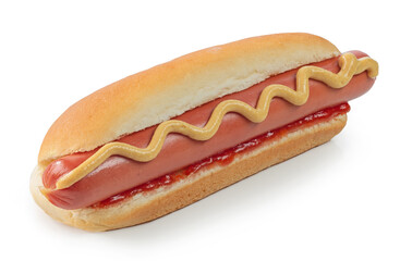 Hot dog with mustard and ketchup