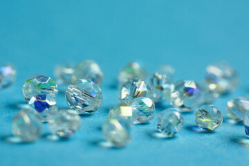 close up of transparent glass beads