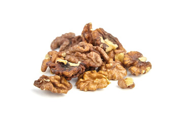 Walnut kernels isolated on white background