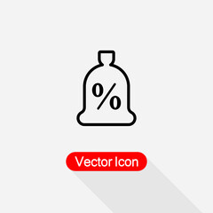 Money Bag Icon, Percentage Icon, Credit Percentage Sign Vector Illustration Eps10