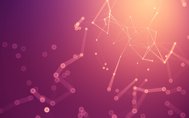 Abstract background. Molecules technology with polygonal shapes, connecting dots and lines....