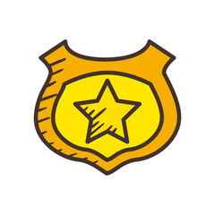 police star inside shield line and fill style icon vector design